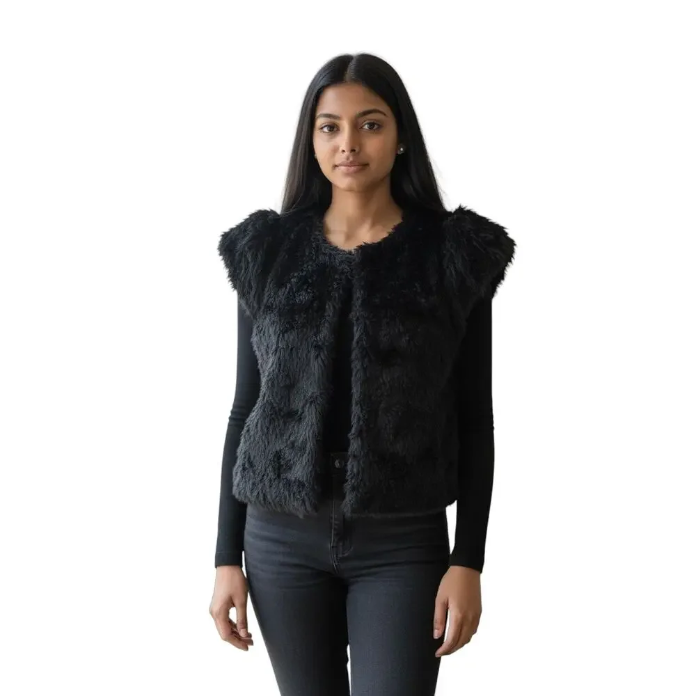 Skaist Taylor Neiman Marcus for Target Faux Fur Vest Black Size Medium